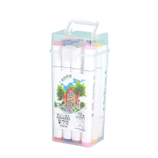 12 Alcohol Based Brush & Chisel Dual Tip Art Markers Cutello 12-alcohol-based-brush-chisel-dual-tip-art-marker 1
